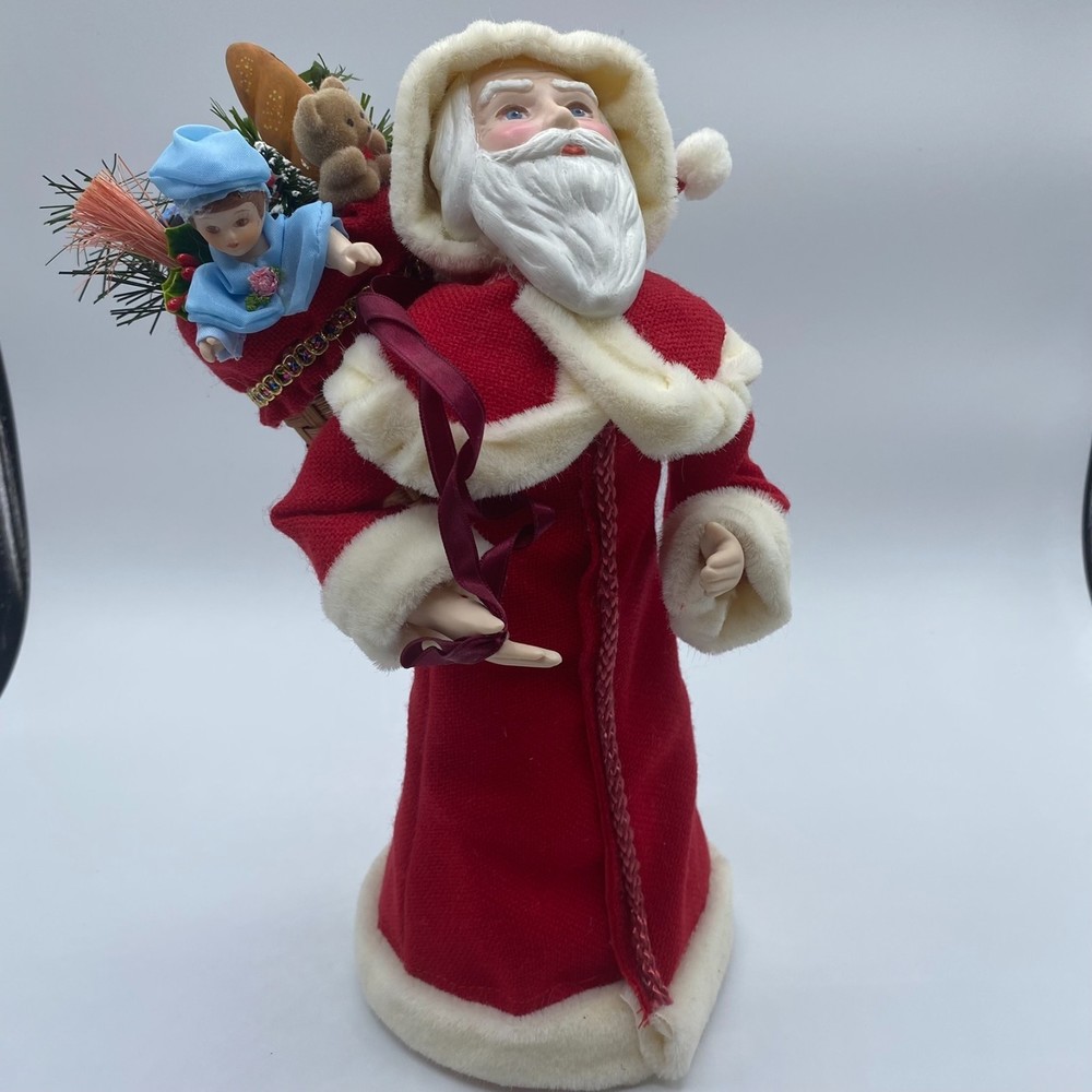 Rare Vtg Collectible Kurt Adler Fabriche Santa Tree Topper 10.5"‎